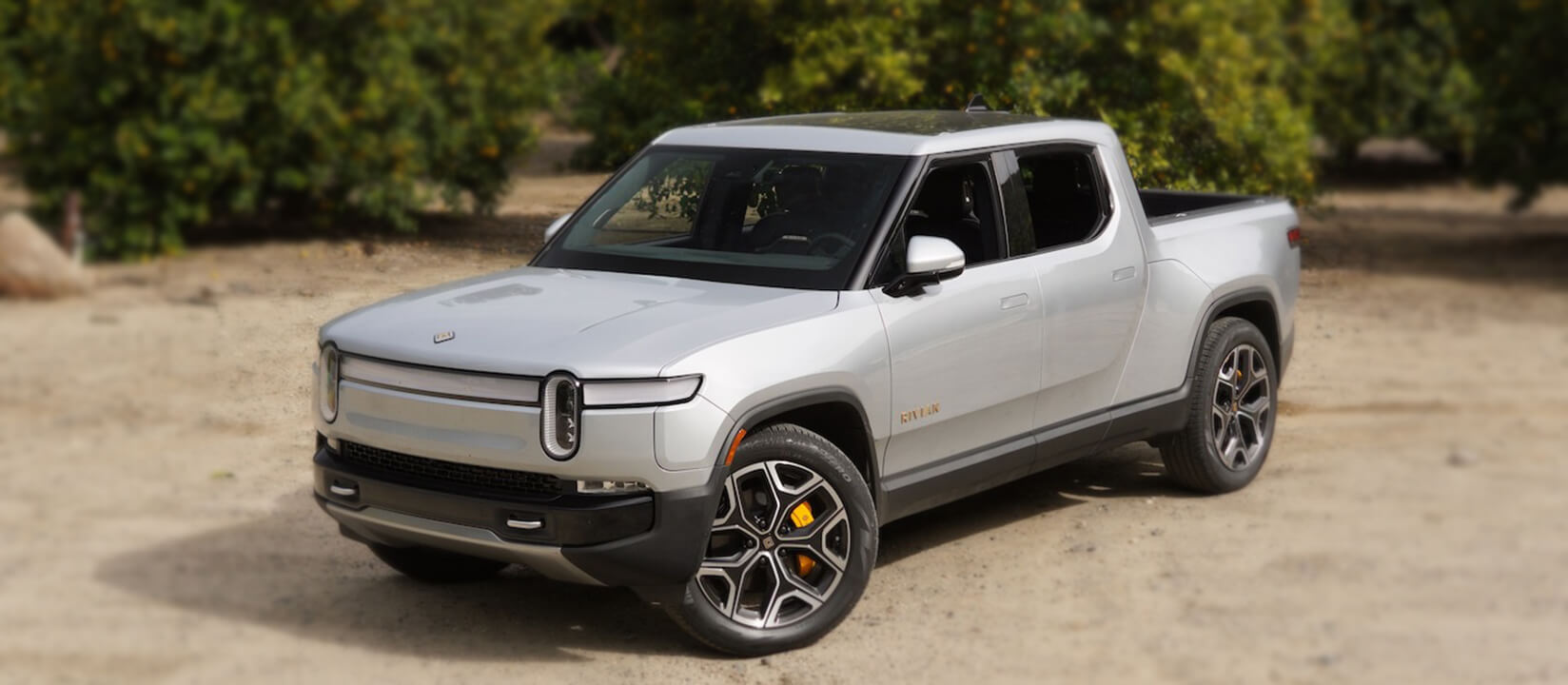A Rivian R1T at Pasadena Collision Center