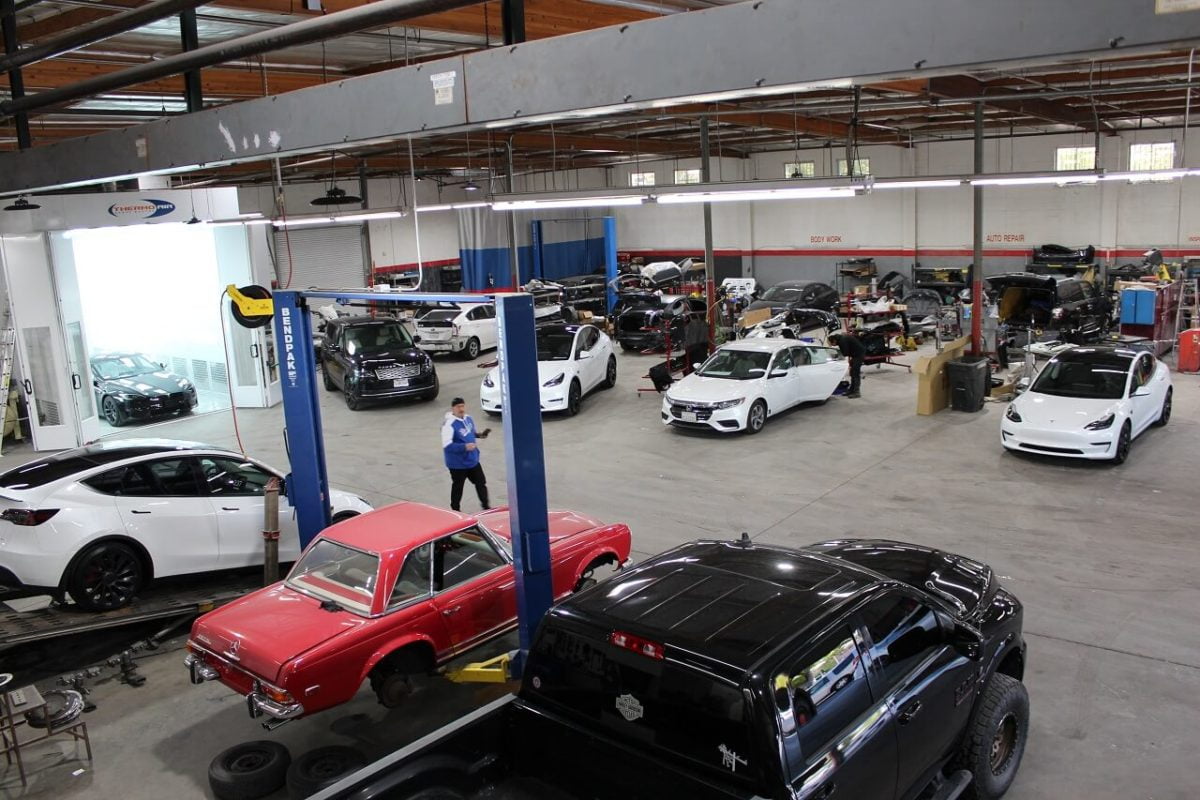 Pasadena Collision Center facility and repair work
