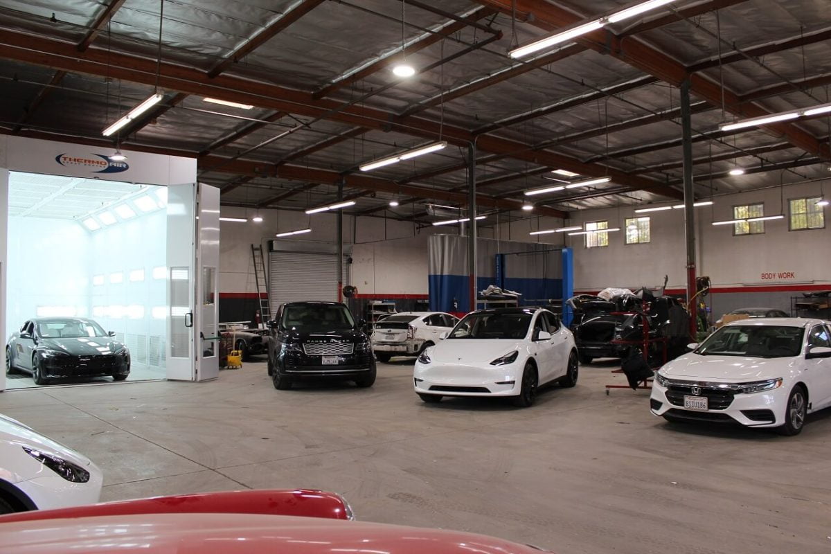 Repair work and facility at Pasadena Collision Center