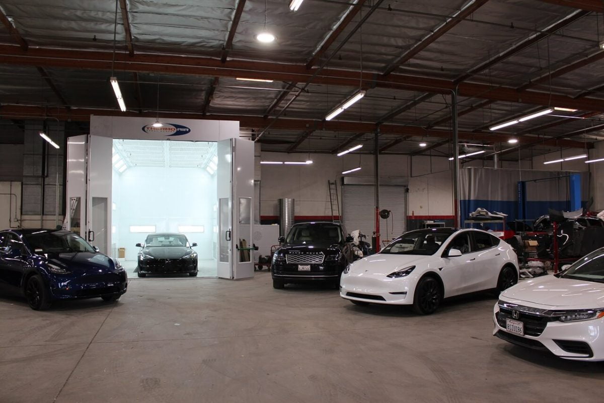 Repair work and facility at Pasadena Collision Center
